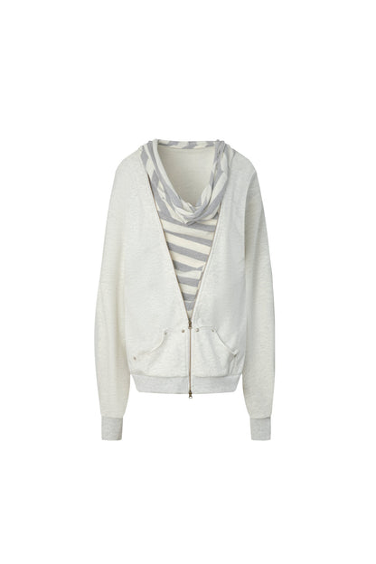 Oversized Striped Drop Shoulder Patchwork Sweatshirt