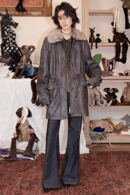 Ruffled Acetate Chiffon Shirt and Skirt Set-Up