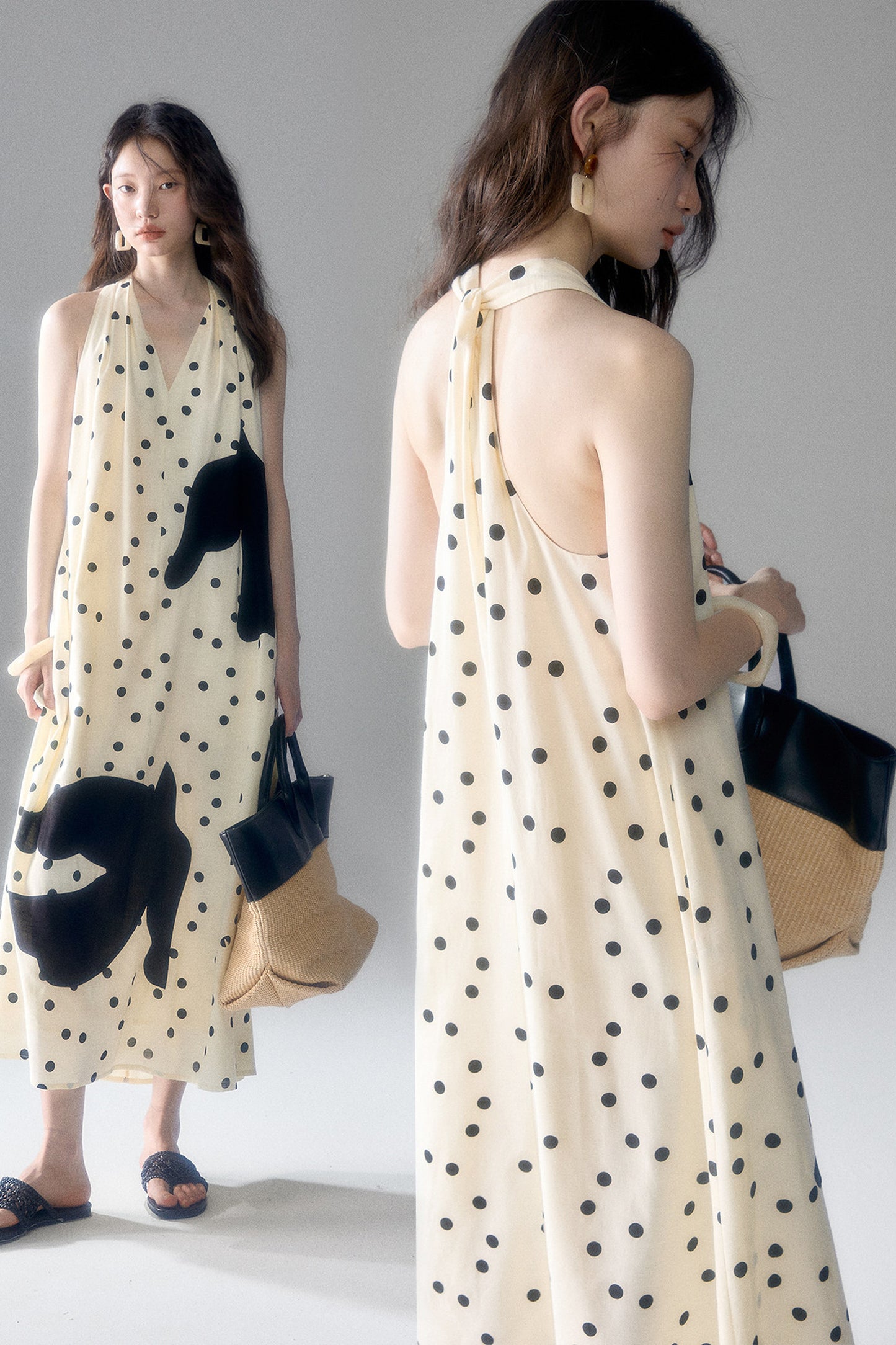 Polka Dot Bird Halter Dress