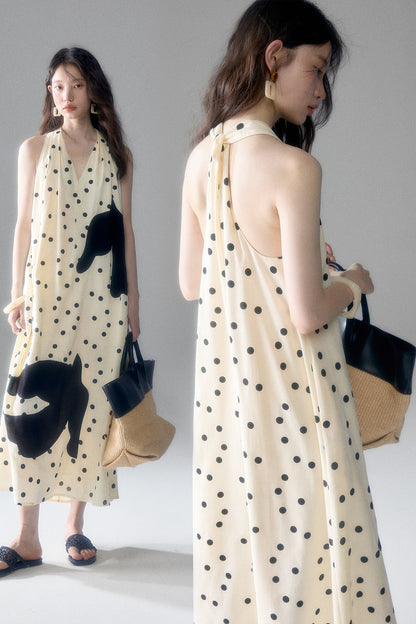 Polka Dot Bird Halter Dress