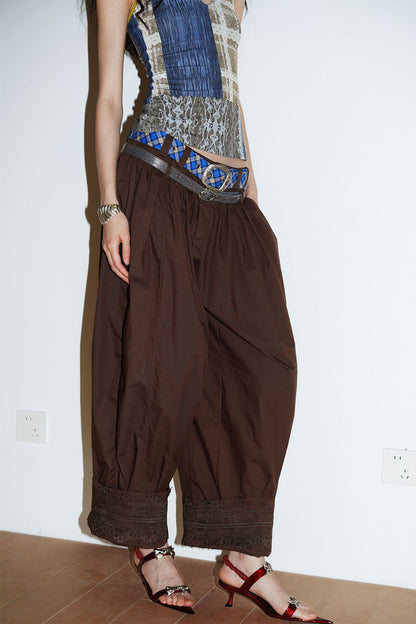 Retro Solid Color Balloon Pants