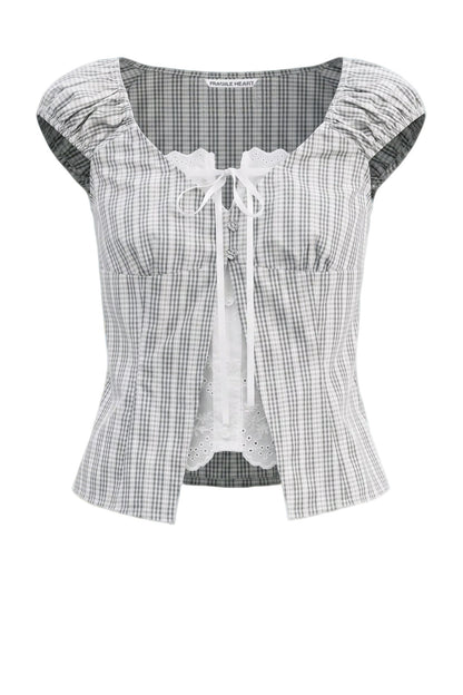 Plaid Lace Spliced Two-Piece Set-Up