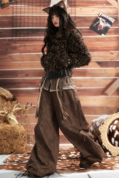 Plaid Tie-Waist Wide Leg Pants