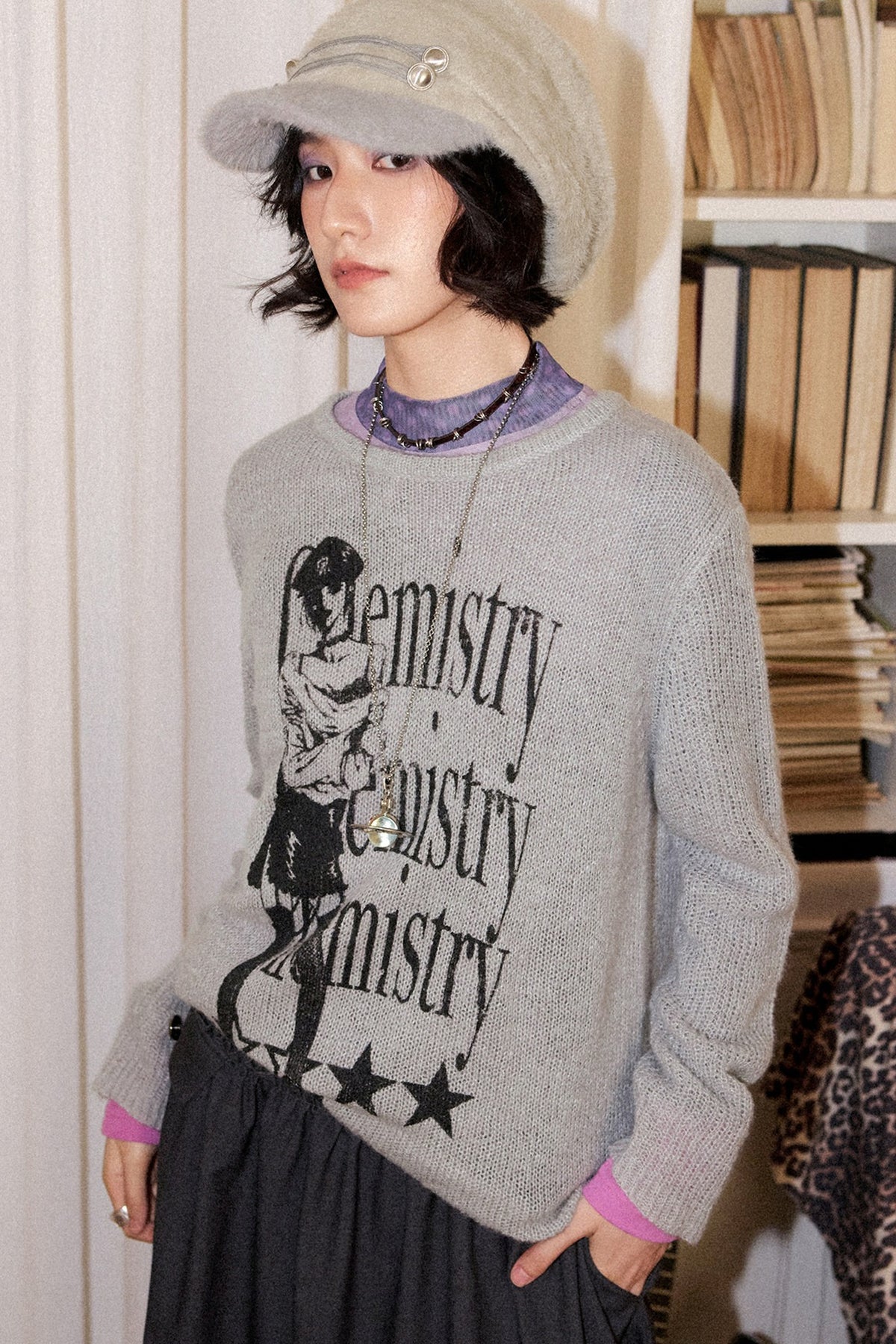 Pullover mit Rundhalsausschnitt aus Wollmischung