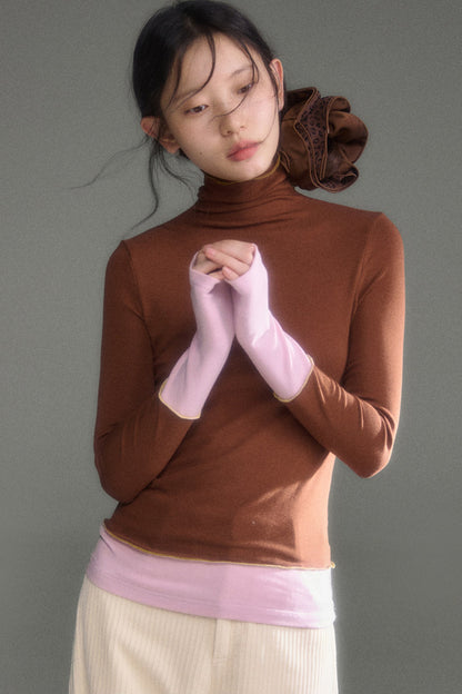 Wool Blend Color-Block Knit Top