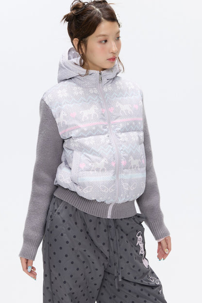 Fair Isle Sweater Down Coat