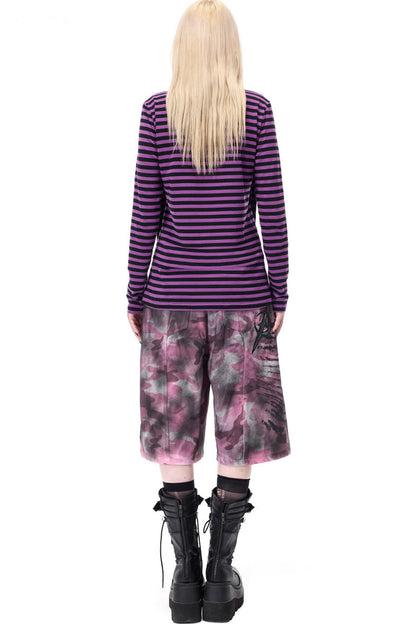 Striped Rivet Glove Sleeve Top
