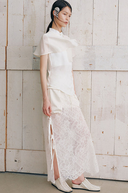 Detachable Shawl Collar Sleeveless Shirt
