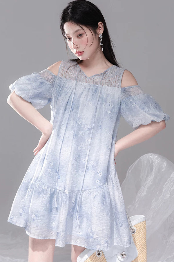 Cloud Blue Off-Shoulder Dress