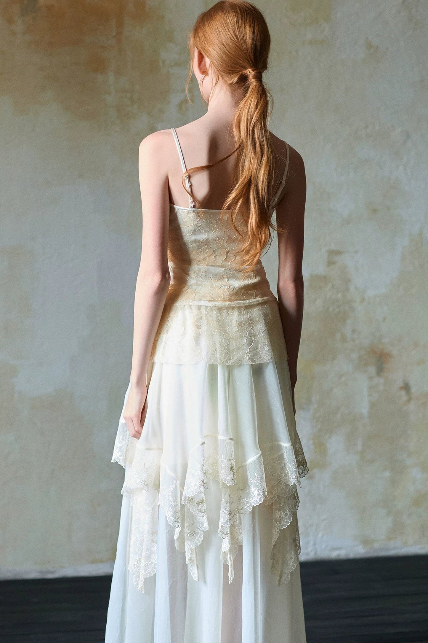 Beige Lace Bow Camisole Set-Up