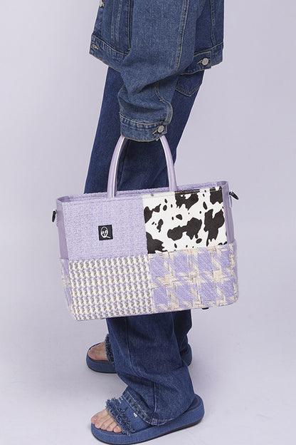 Y2K Leather Contrast Tote Bag