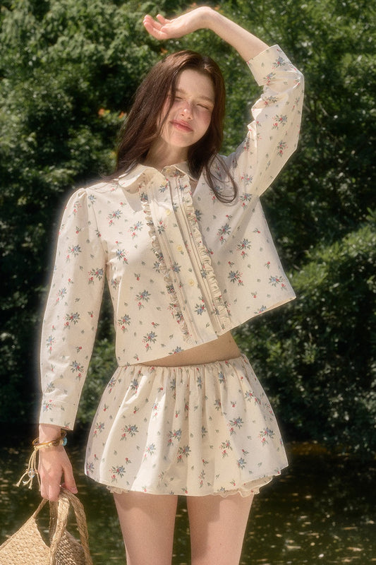 Floral Print Shirt and Culottes Set-Up