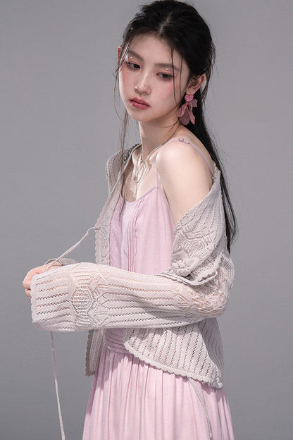 Hollow-Out Lyocell Knit Cardigan