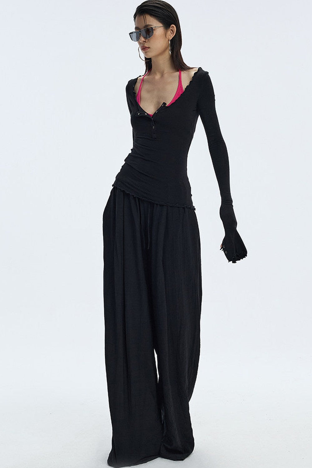 Black Textured Resort Shirt Pants Set-Up