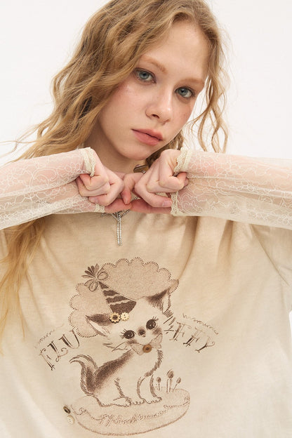 Vintage Distressed Layered Beige Tee