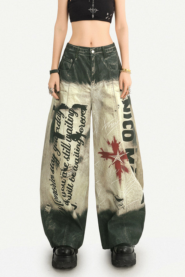 Graffiti Wide-Leg Jeans