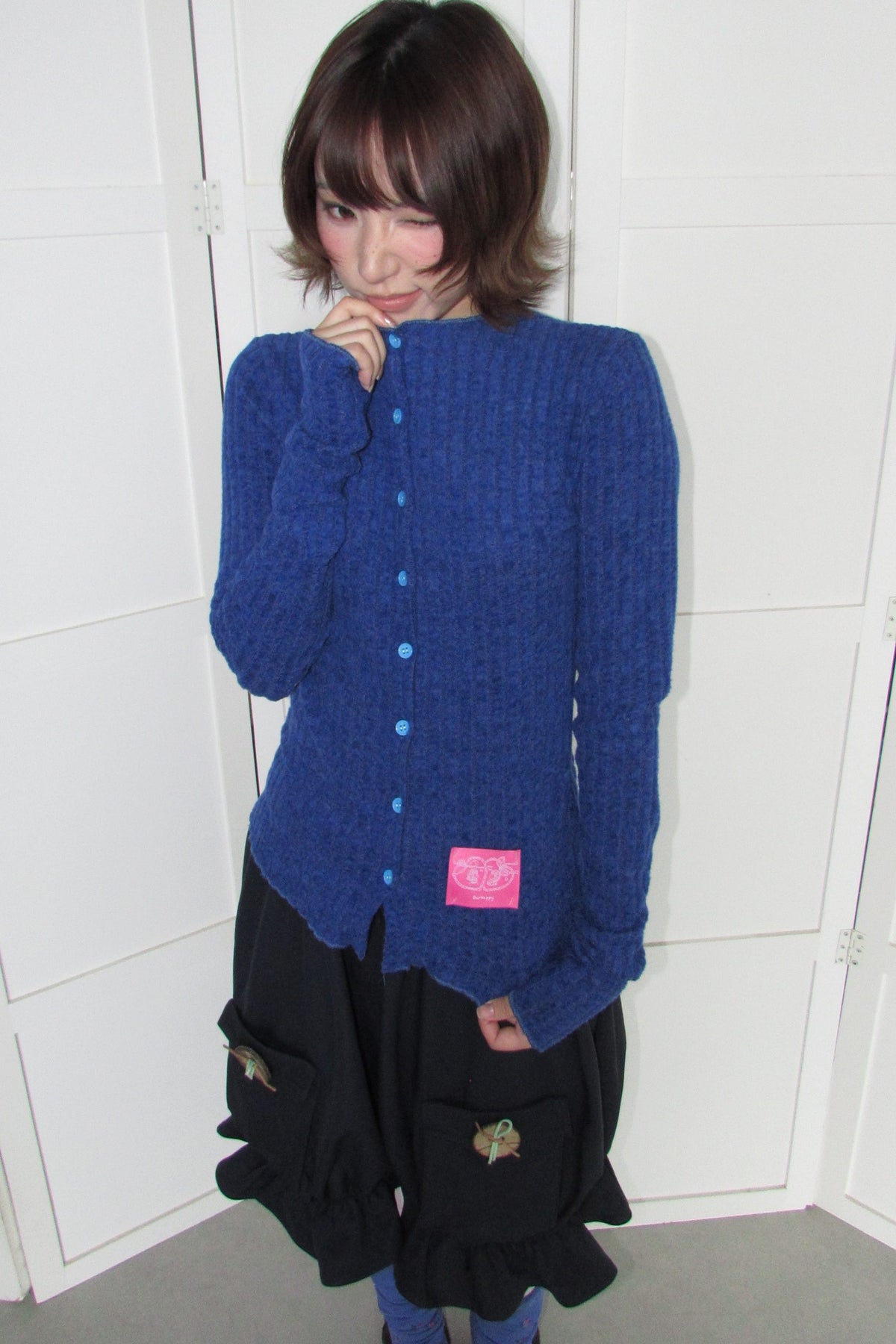 Candy-Colored Ribbed Versatile Button-Up Top