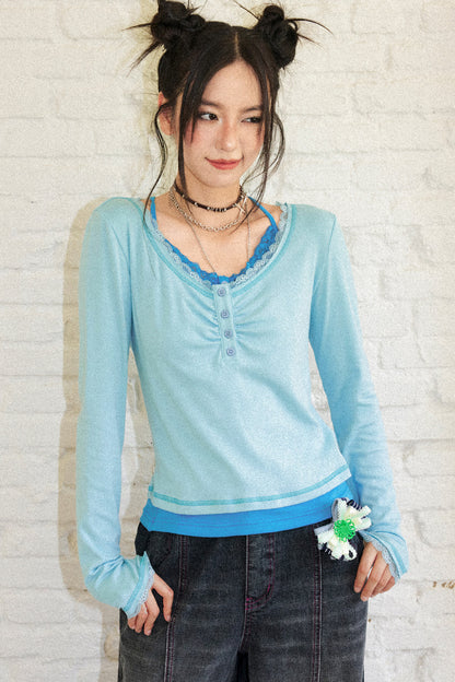 Slim Fit Short High-Stretch Knit T-Shirt Set-Up