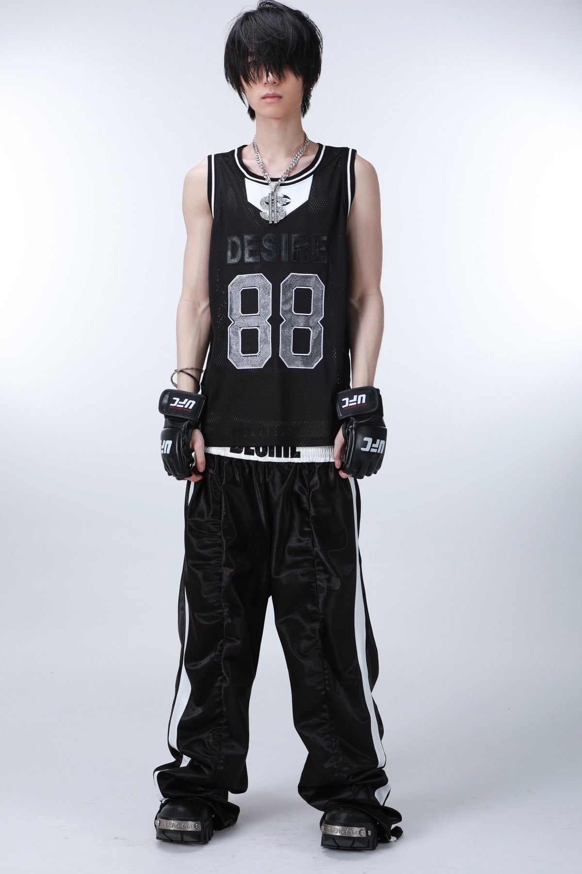 Rhinestone Pleated Boxing Pants