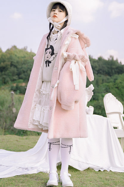 Bunny Ear Fluffy Bow Coat