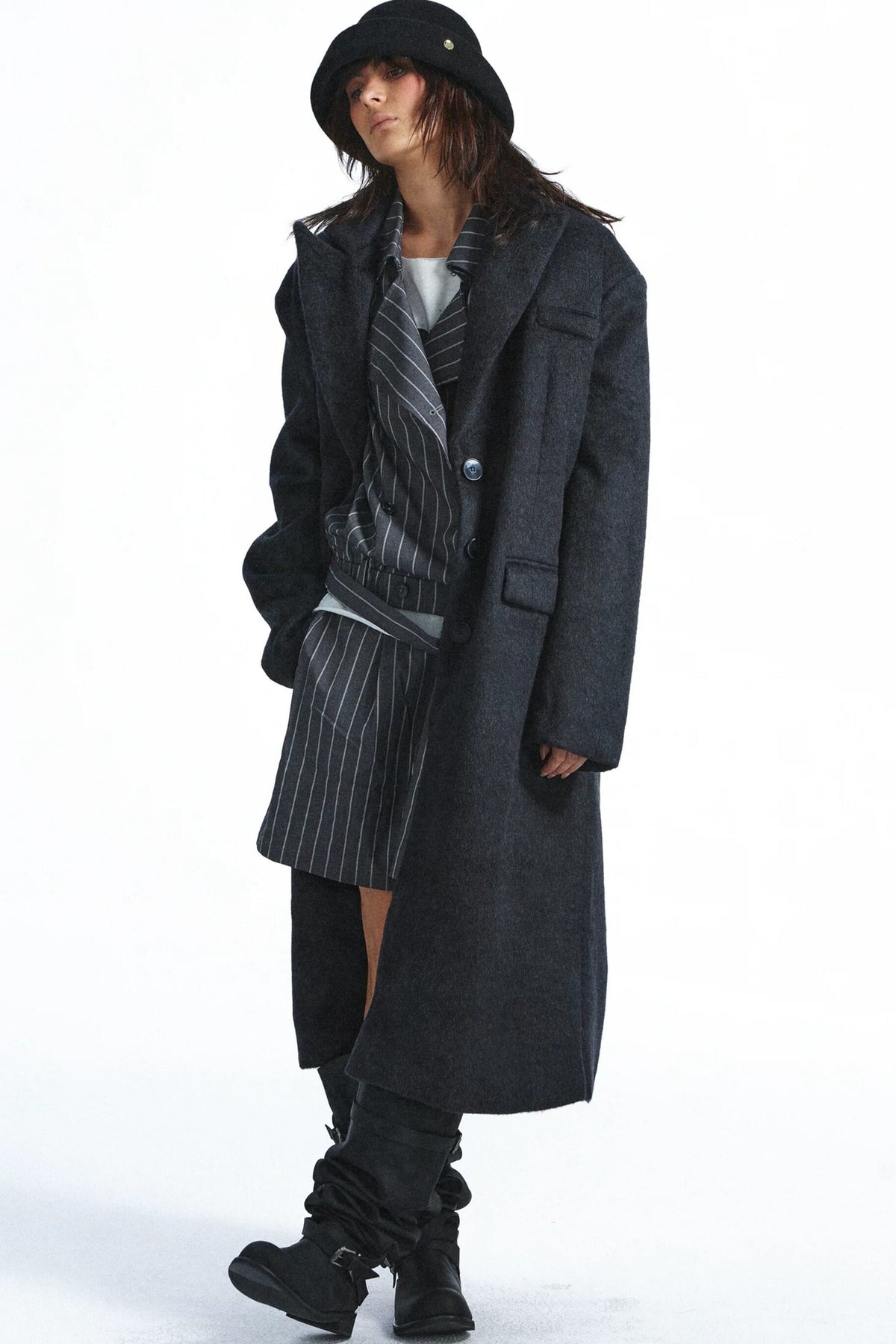 Striped Double-Breasted Blazer and Shorts Set-Up