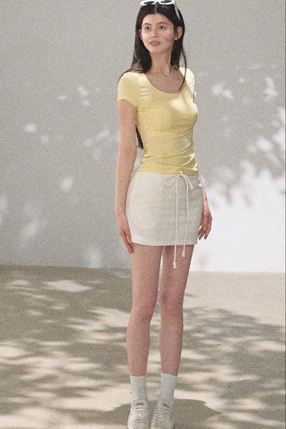 Lyocell V-Neck Short Sleeve Top