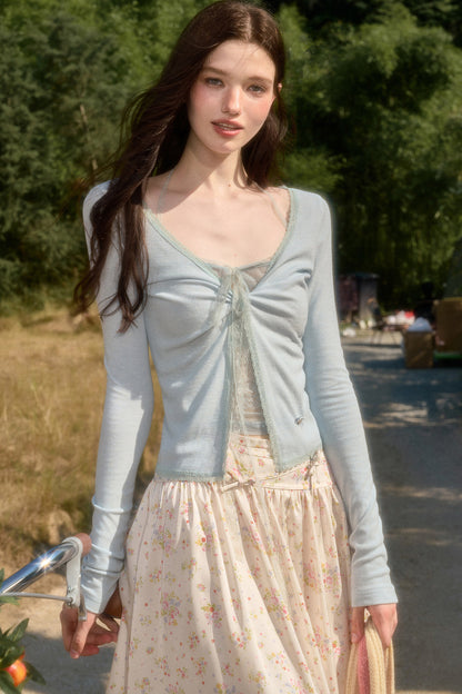 Youthful Skin-Like Cardigan Top