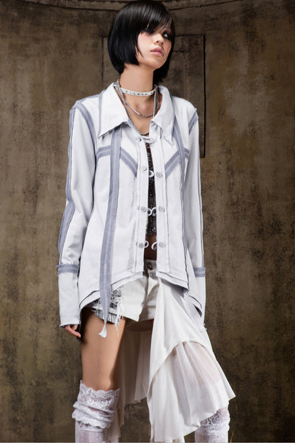 Two-Way Raw Edge Outerwear Shirt