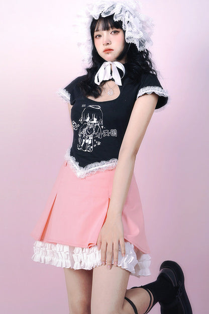 Heavenly Pleated Lace Skirt