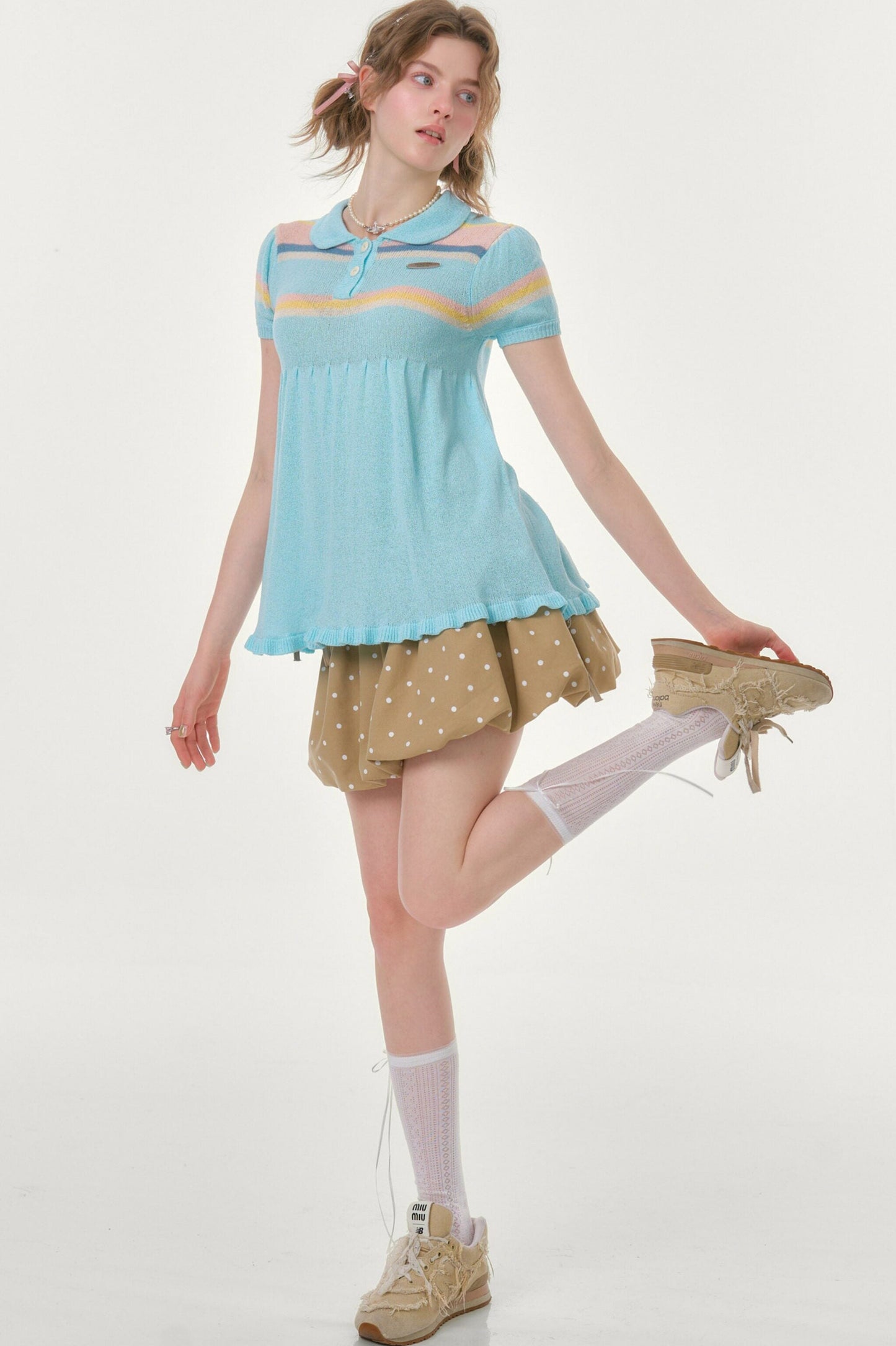 Oatmeal Latte Polka Dot Skirt