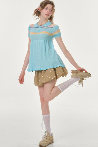 Oatmeal Latte Polka Dot Skirt