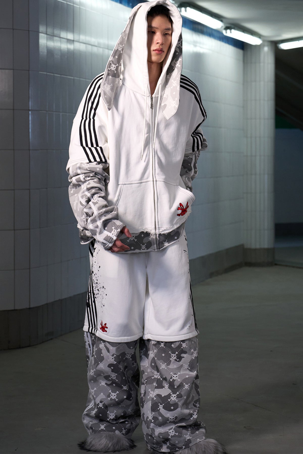 Skull Print Detachable Sweatpants