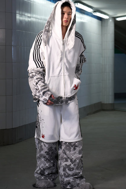 Skull Print Detachable Sweatpants