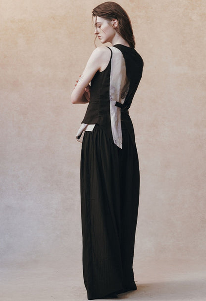 Asymmetric Tie-Up Tencel Ramie Vest