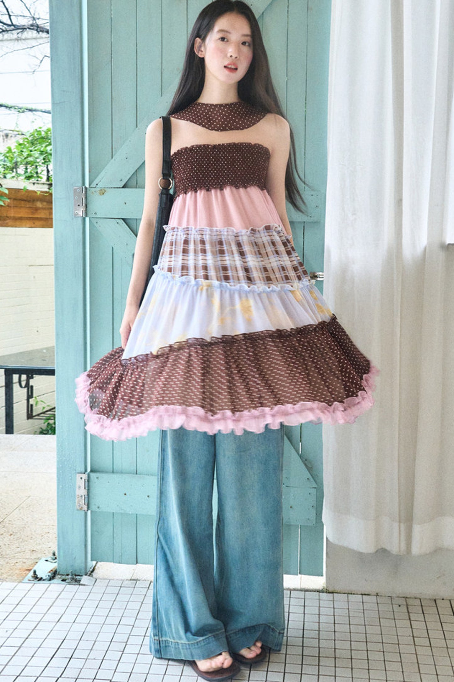 Brownie Tart Patchwork Tube Top Skirt