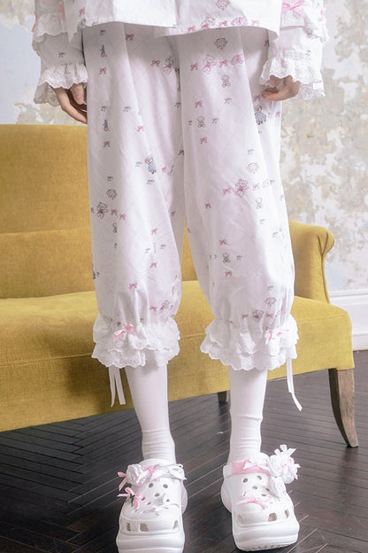 Milkyhearts pantaloni del pigiama con fiocco