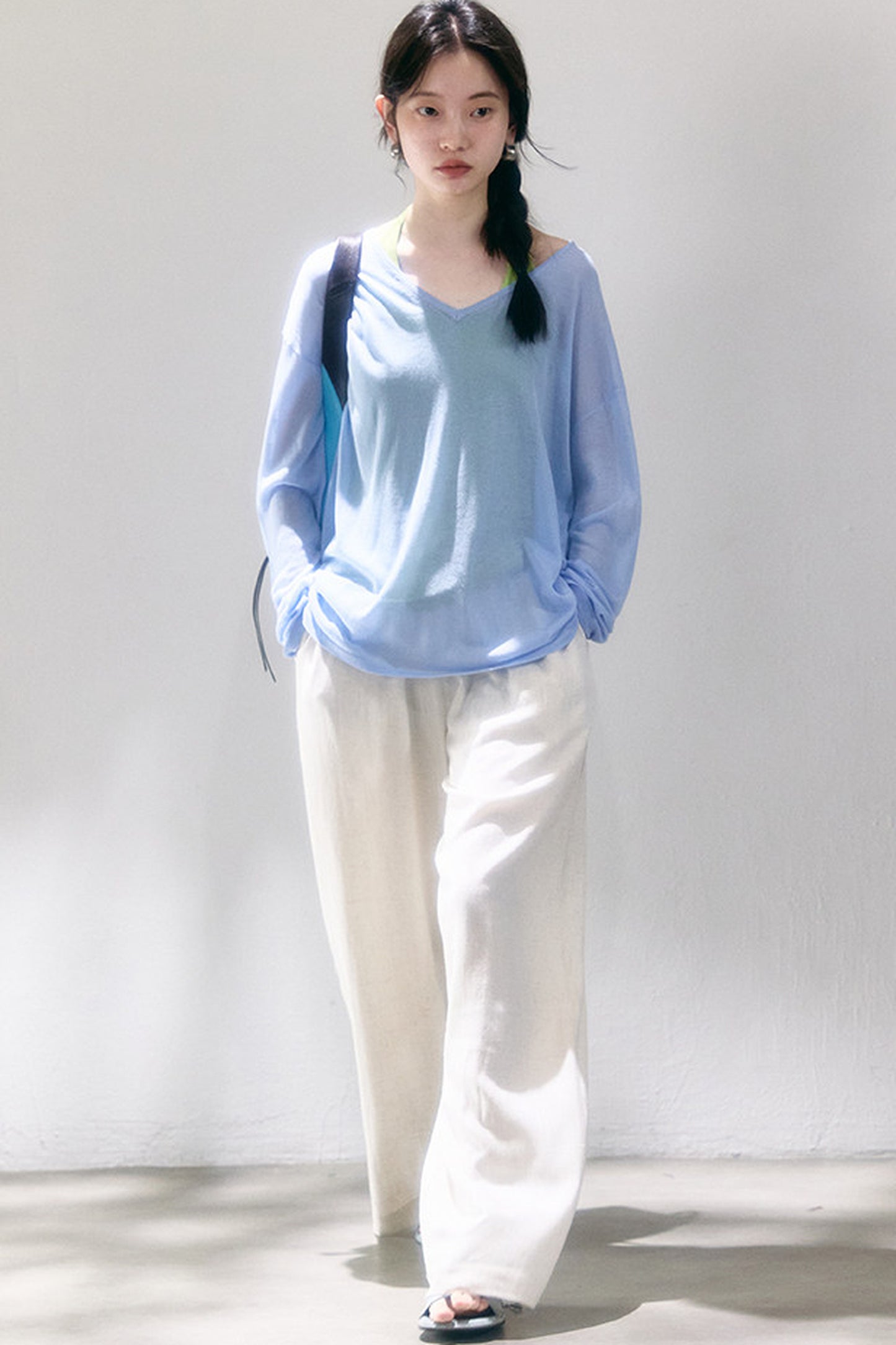 Linen Blend Air Wide-Leg Trousers