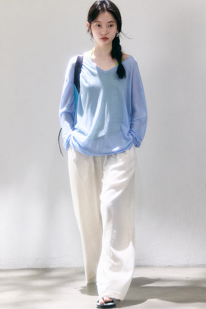 Linen Blend Air Wide-Leg Trousers