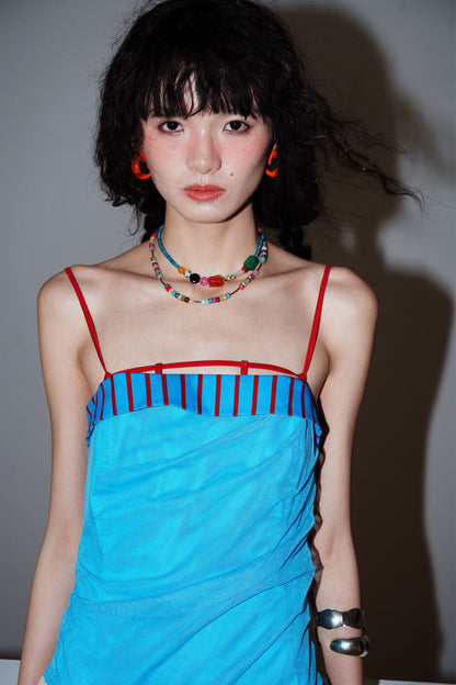 Patchwork Pleated Balloon Dress