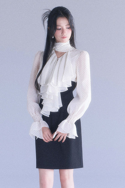 Polka High-Waisted Fishtail Dress