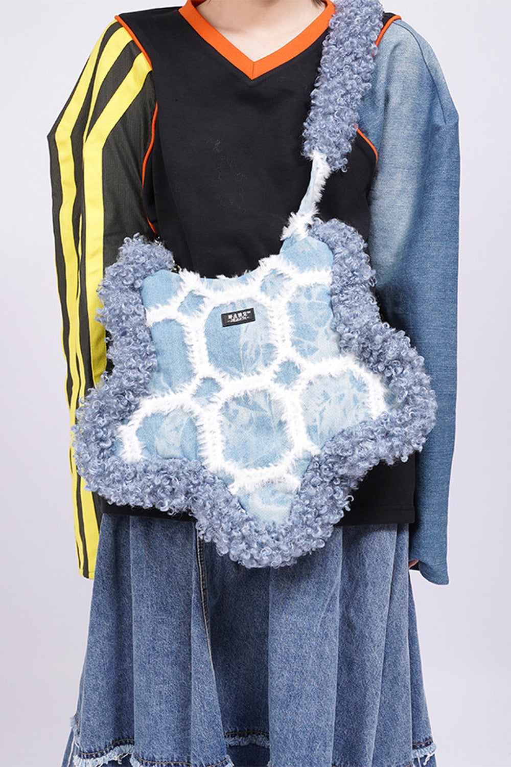 Borsa sottobraccio rétro in denim