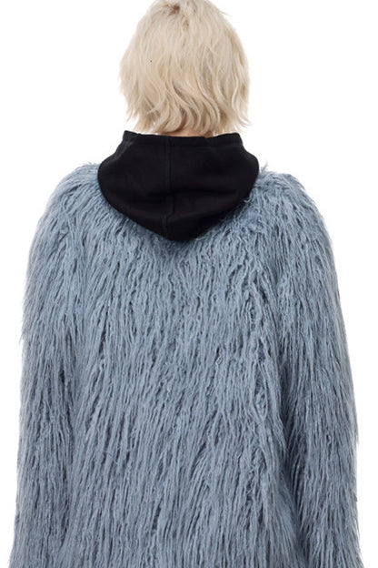 V-Neck Shaggy Contour Fur Jacket