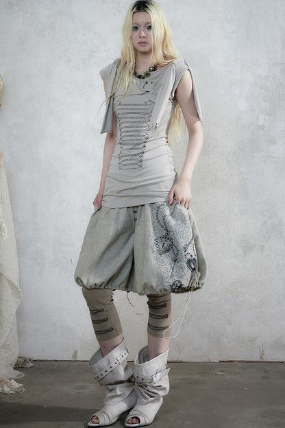 Rhinestone Corset Short-Sleeve Knit Dress