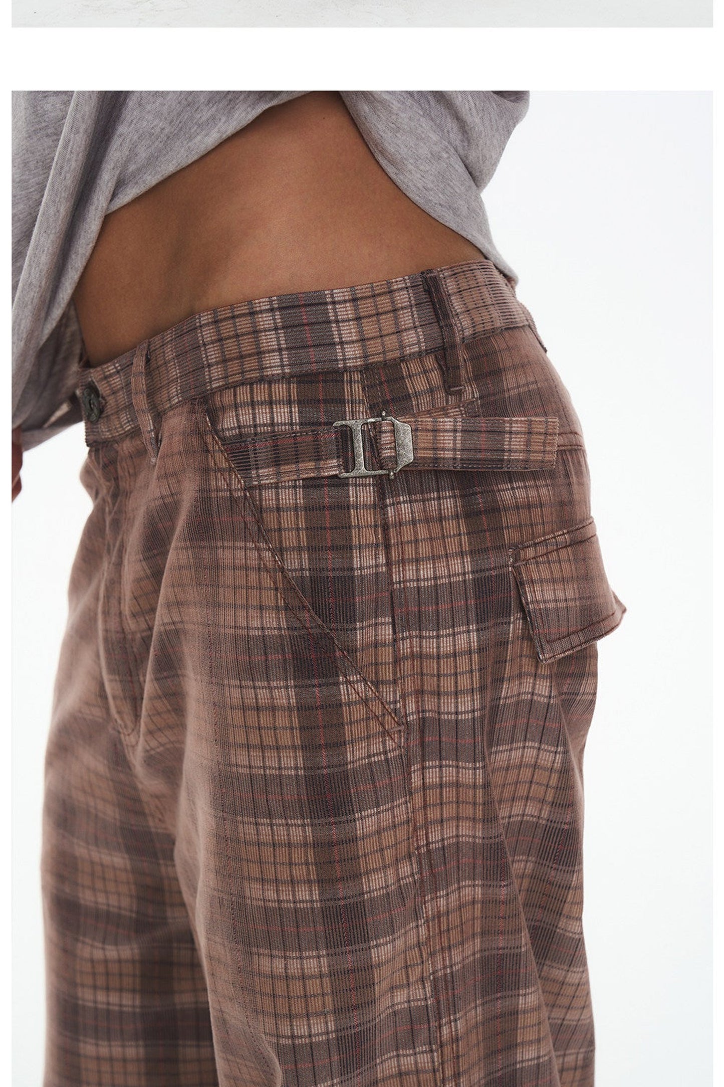 Exitmode Retro Two-Tone Plaid Cargo Pants