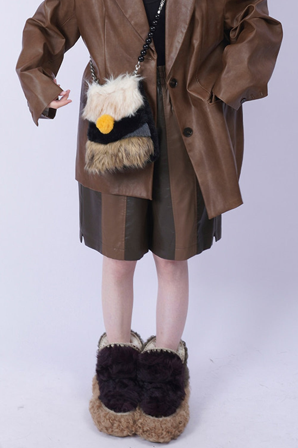 Wild Furry Color-Block Bag