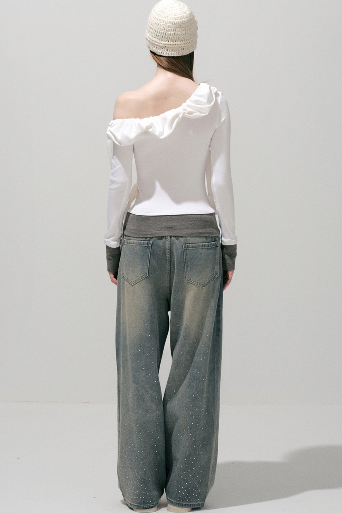 Rhinestone Wide-Leg Jeans