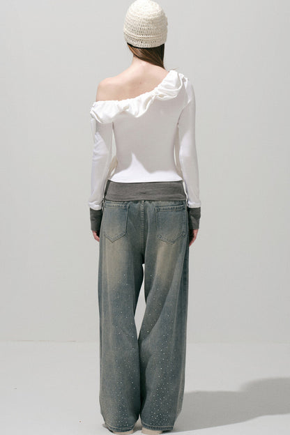 Rhinestone Wide-Leg Jeans