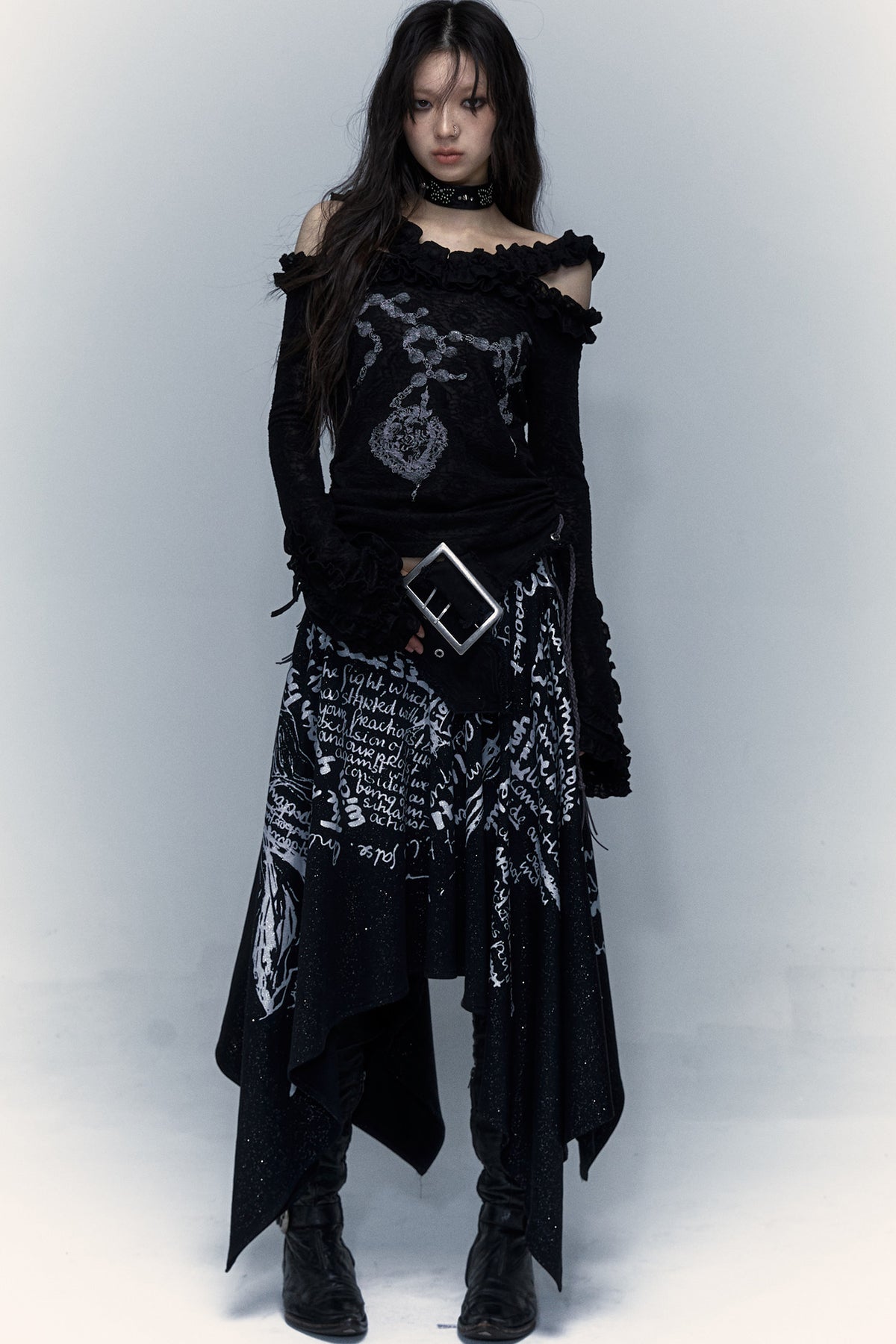 Handwritten Print Two-Way Skirt