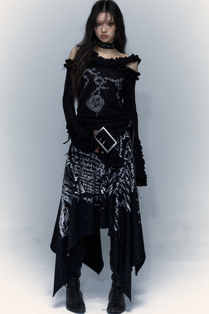 Handwritten Print Two-Way Skirt