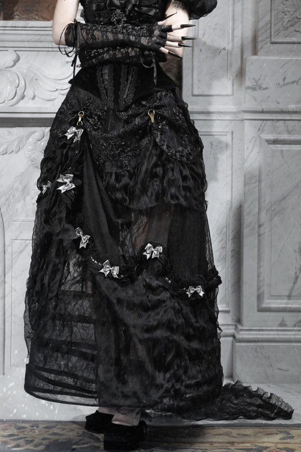 Gothic Bustle Long Trailing Skirt Set-Up